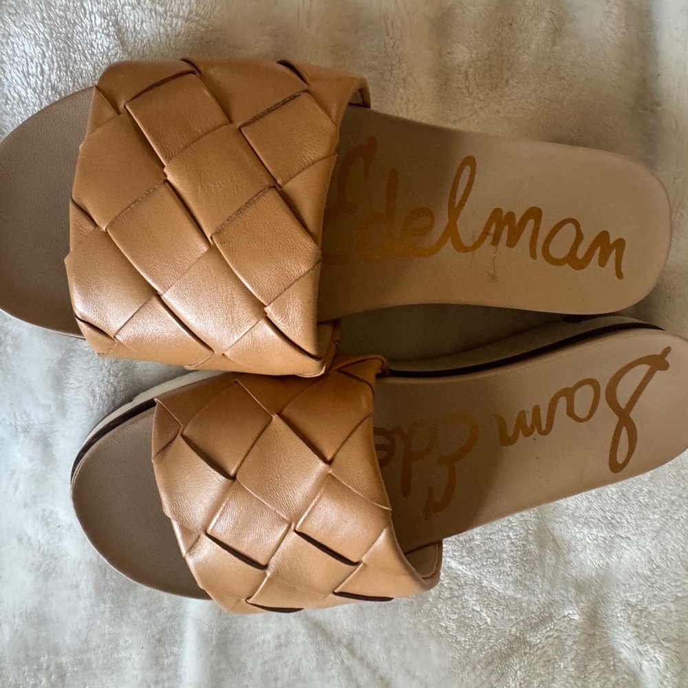 Sam Edelman Brown Woven Slide Sandals